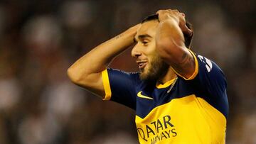 Soccer Football - Copa Libertadores - Quarter Final - First Leg - LDU Quito v Boca Juniors - Liga Universitaria Stadium, Quito, Ecuador - August 21, 2019  Boca Juniors&#039; Eduardo Salvio reacts after scoring a goal that was disallowed REUTERS/Daniel Tapia