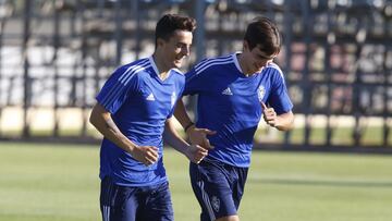 Franc&eacute;s y Francho, durante un entrenamiento.