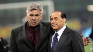 Berlusconi, junto a Carlo Ancelotti.