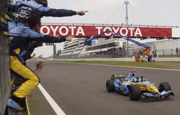 En casa de Schumacher gan車 Alonso, como sucedi車 tambi谷n en Nurburgring, por delante de Montoya (McLaren) y Button (BAR Honda). Su ventaja en la clasificaci車n era casi insalvable con 87 puntos por los 51 de Raikkonen y 47 de Schumacher.