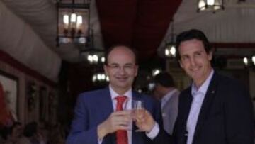 Unai Emery y Pepe Castro, en la feria de Sevilla.