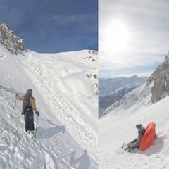 Graban cómo una mochila con airbag salva la vida de un esquiador