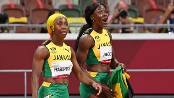 Shelly-Ann Fraser-Pryce y Shericka Jackson