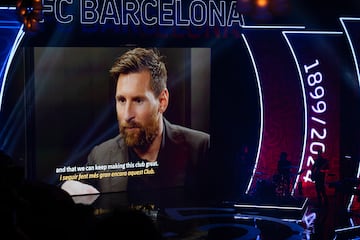 Leo Messi estuvo presente por videoconferencia en el 125 aniversaroi del Barcelona en el gran Teatro del Liceu.