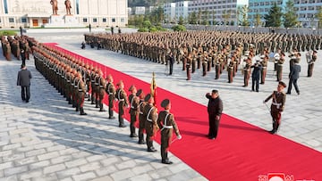 North Korean leader Kim Jong Un inspects the headquarters of the 2nd Corps of North Korean army, October 17, 2024, in this photo released by North Korea's official Korean Central News Agency. KCNA via REUTERS ATTENTION EDITORS - THIS IMAGE WAS PROVIDED BY A THIRD PARTY. REUTERS IS UNABLE TO INDEPENDENTLY VERIFY THIS IMAGE. NO THIRD PARTY SALES. SOUTH KOREA OUT. NO COMMERCIAL OR EDITORIAL SALES IN SOUTH KOREA.
