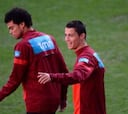 Cristiano, Pepe y Coentrao se entrenaron con el grupo
