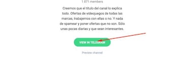 Al abrir un canal de Telegram te invitará a usarlo vía navegador o app. Basta con que te unas a la conversación y actives notificaciones.