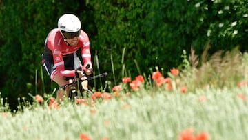 André Cardoso, que dio positivo antes del Tour de Francia, rueda durante la contrarreloj del Dauphiné.