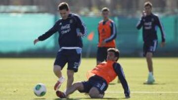 Messi, durante el &uacute;ltimo entrenamiento en Ezeiza.