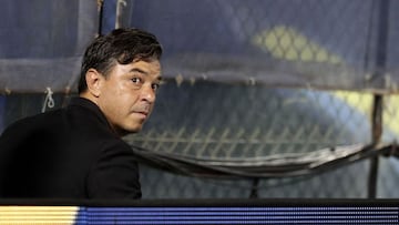 Argentina&#039;s River Plate coach Marcelo Gallardo leaves the field after tying 1-1 with Boca Juniors in their Argentine Professional Football League Superclasico match at La Bombonera stadium in Buenos Aires on March 14, 2021. (Photo by ALEJANDRO PAGNI / POOL / AFP)