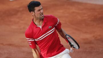 Novak Djokovic celebra su victoria ante Stefanos Tsitsipas en la final de Roland Garros.