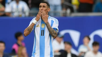 Ángel Di María, celebrando un gol con Argentina.