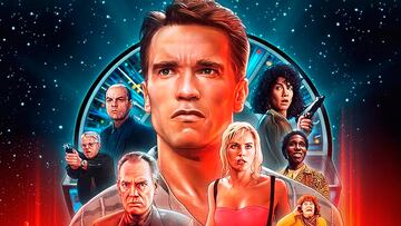 Los protagonistas de Desafío Total con Arnold Schwarzenegger