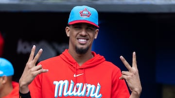 MIAMI, FLORIDA - MARCH 30: Eury P�rez #39 of the Miami Marlins before his game against the Pittsburgh Pirates at loanDepot park on March 30, 2024 in Miami, Florida. Brennan Asplen/Getty Images/AFP (Photo by Brennan Asplen / GETTY IMAGES NORTH AMERICA / Getty Images via AFP)