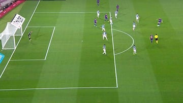 Leo Messi in an offside position for the opening Barcelona goal