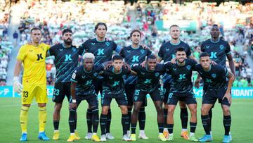 ELCHE, SPAIN - AUGUST 22: Players of UD Almeria pose for a team photograph prior to the LaLiga Santander match between Elche CF and UD Almeria at Estadio Manuel Martinez Valero on August 22, 2022 in Elche, Spain. (Photo by Aitor Alcalde/Getty Images)