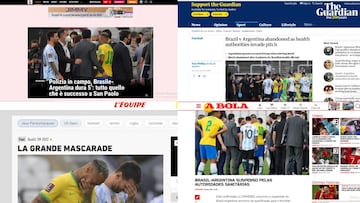 Así reflejó la prensa internacional el bochorno vivido en el Brasil - Argentina