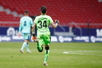 Dani Cardenas of Levante celebrates a goal scored by Jorge de Frutos during the spanish league, La Liga, football match played between Atletico de Madrid and Levante UD at Wanda Metropolitano stadium on february 20, 2021, in Madrid, Spain.  AFP7  20/02/20