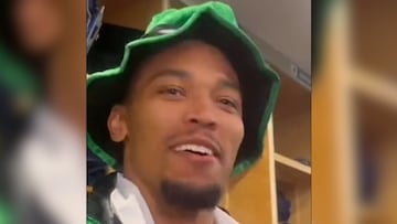 Lions WR Amon-Ra St. Brown made a bet with teammate Julian Okwara - if USC beat Notre Dame, Okwara would dress as the Trojans mascot. Notre Dame won 48-20.