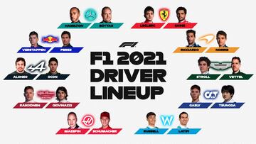 Los 20 pilotos de temporada 2021 de Fórmula 1.