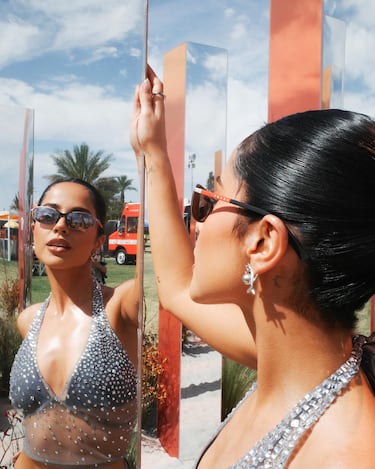 Becky G durante el Festival de Música y Artes del Valle de Coachella 2025 en el Empire Polo Club el 11 de abril de 2025 en Indio, California.