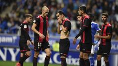 Los jugadores del Reus en una imagen del partido contra el Real Oviedo.