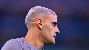 German Berterame of Monterrey during the Play-In round match between Monterrey and Pachuca as part of the Liga BBVA MX, Torneo Clausura 2025 at BBVA Bancomer Stadium on April 27, 2025 in Monterrey, Nuevo Leon, Mexico.