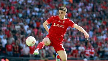 FILE PHOTO: Soccer Football - FA Cup - Final - Chelsea v Liverpool - Wembley Stadium, London, Britain - May 14, 2022 Liverpool's Diogo Jota shoots at goal Action Images via Reuters/Peter Cziborra/File Photo