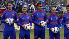 Los nuevos jugadores de Universidad de Chile Gaston Fernandez, Franz Schultz, Juan Leiva, Christian Vilches y Felipe Mora