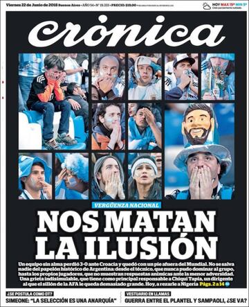 Las portadas en Argentina tras la debacle ante Croacia