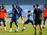 Lago Junior en un entrenamiento con el Málaga,