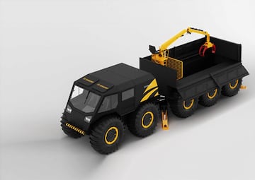The Ark se puede usar como remolque de carga, equipado con una gr¨²a pensada para los terrenos m¨¢s extremos.