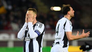 Soccer Football - Serie A - Torino v Juventus - Stadio Olimpico Grande Torino, Turin, Italy - January 11, 2025 Juventus' Teun Koopmeiners reacts REUTERS/Massimo Pinca