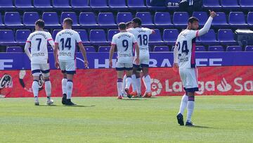 Valladolid. 06/03/2021. PHOTOGENIC/Pablo Requejo. F&uacute;tbol, Estadio Jos&eacute; Zorrilla, partido de La Liga Santander temporada 2020/2021 entre el Real Valladolid y el Getafe. GOL DE PLANO