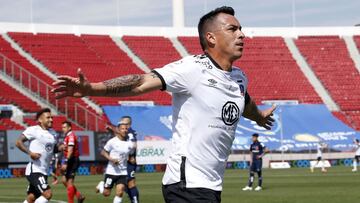 Futbol, Universidad de Chile vs Colo Colo.
 Novena fecha, campeonato Nacional 2020.
 El jugador de Colo Colo Esteban Paredes, celebra su gol contra Universidad de Chile durante el partido de primera division realizado en el estadio Nacional en Santiago, Chile.
 06/09/2020
 Marcelo Hernandez/Photosport
 
 Football, Universidad de Chile vs Colo Colo.
 9th date, 2020 National Championship.
 Colo Colo&#039;s player Esteban Paredes, celebrates his goal against Universidad de Chile during the first division match held at Nacional stadium in Santiago, Chile.
 06/09/2020
 Marcelo Hernandez/Photosport