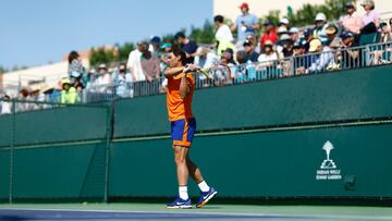 El tenista espa&ntilde;ol Rafa Nadal, durante un entrenamiento previo al Masters 1.000 de Indian Wells 2022.