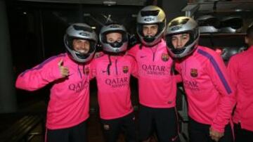 El plantel de Barcelona se divirtió haciendo karting.