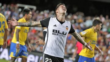 Santi Mina, durante el encuentro ante Las Palmas.