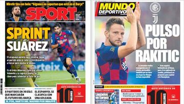 Portada de los diarios Sport y Mundo Deportivo del d&iacute;a 8 de noviembre de 2019.