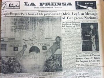 1953: En la revancha de esa Copa del Pacífico, los peruanos se tomaron revancha y golearon 5-0 a la escuadra chilena.