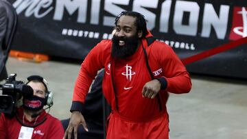 HOUSTON, TEXAS - DECEMBER 17: James Harden #13 of the Houston Rockets reacts during the fourth quarter of a game against the San Antonio Spurs at the Toyota Center on December 17, 2020 in Houston, Texas. NOTE TO USER: User expressly acknowledges and agrees that, by downloading and or using this photograph, User is consenting to the terms and conditions of the Getty Images License Agreement.   Carmen Mandato/Getty Images/AFP
 == FOR NEWSPAPERS, INTERNET, TELCOS &amp; TELEVISION USE ONLY ==