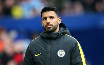 Sergio Aguero of Manchester City looks on during the Premier League match between Manchester City and Swansea City at Etihad Stadium on February 5, 2017 in Manchester, England.