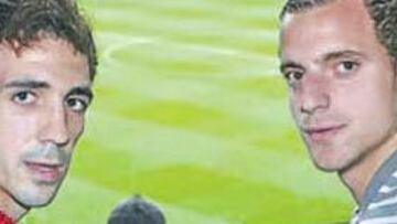 <b>JUANFRAN Y SOLDADO, EN CASA. </b>Los dos canteranos del Madrid vieron en el Palco de AS el partido y brindaron por el doblete: "¡Liga para el Madrid y UEFA para Osasuna!".