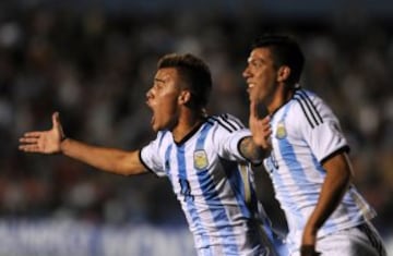 Lucio Campagnucci celebra el gol ante Colombia. 