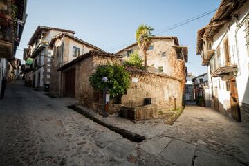 Este pueblo es famoso por conservar la arquitectura tradicional de la Sierra de Béjar, con fachadas blancas y balcones de madera. Se trata de un enclave precioso situado sobre una ladera, haciendo su distribución de forma escalonada, y con edificios tan icónicos como la Iglesia de Nuestra señora de la Asunción, la Ermita del santísimo Cristo del Refugio y el Ayuntamiento.