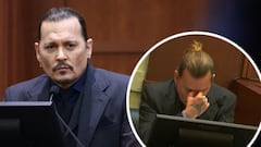 Johnny Depp llorando en la corte durante el juicio por difamación contra Amber Heard