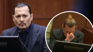 Johnny Depp llorando en la corte durante el juicio por difamación contra Amber Heard