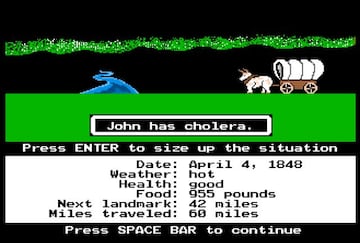 The Oregon Trail, un juego educativo, presentaba la muerte como un desenlace habitual.