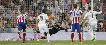 13 de septiembre de 2014. Partido de LaLiga entre el Real Madrid y el Atlético de Madrid en el Bernabéu (1-2). Cristiano Ronaldo marcó el 1-1 de penalti. 
