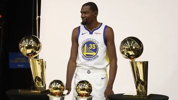 Kevin Durante, durante el 'media day' de Golden State Warriors.